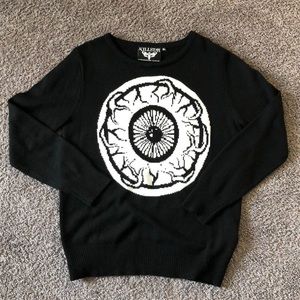 Mens L - XL Black Goth Killstar Seeing Eye Sweater